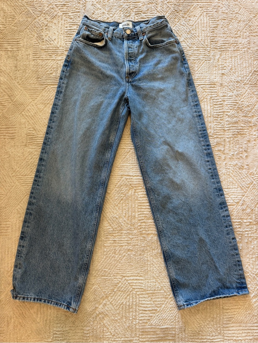 AGOLDE Low Slung Baggy Jeans Size 23 Medium Blue Wide Leg Denim